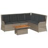 vidaXL 5-tlg. Garten-Lounge-Set mit Kissen Grau Poly Rattan