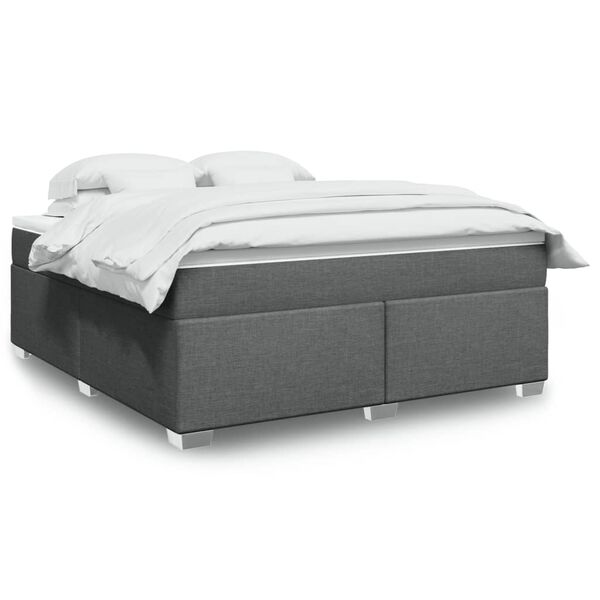 vidaXL Boxspringbett mit Matratze Dunkelgrau 180x200 cm Stoff