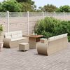 vidaXL Gartensofa-set mit Kissen mit Speicher 10 pcs Beige Poly-Rattan