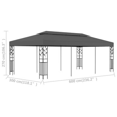 vidaXL Pavillon 3×6 m Anthrazit