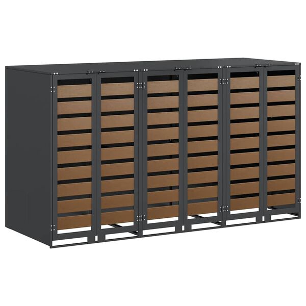 vidaXL Wagenmüllbehälter für 3 Behälter Anthrazit