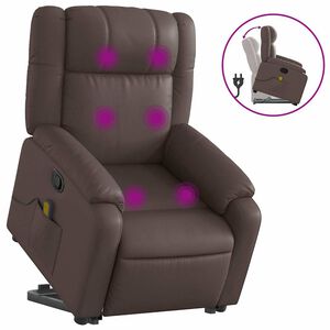 vidaXL Massagesessel mit Aufstehhilfe Braun Kunstleder
