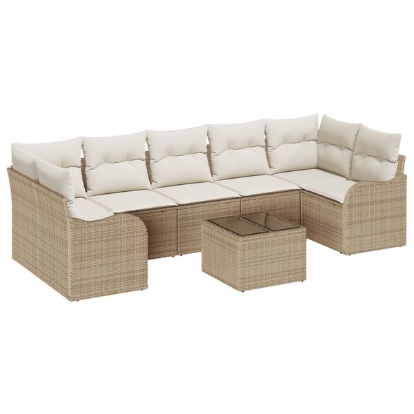 vidaXL Gartensofa-set Beige 55 x 55 x 37 cm Poly-Rattan