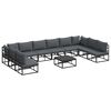 vidaXL Garten-Sofa-Set mit Kissen 11 pcs Schwarz Aluminium