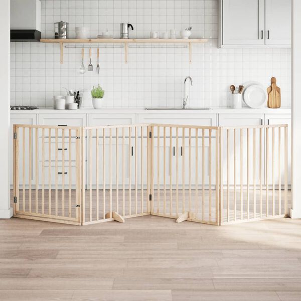 vidaXL 4-tlg. Hundetor mit T&uuml;r Faltbar 320 cm Pappelholz