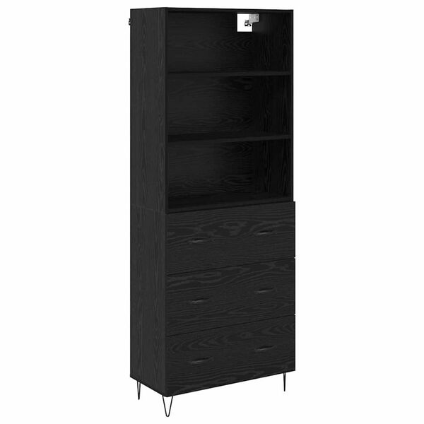 vidaXL Highboard 2 pcs Schwarz Eichen-Optik Holzwerkstoff