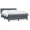 vidaXL Boxspringbett mit Matratze Dunkelgrau 140x210 cm Samt