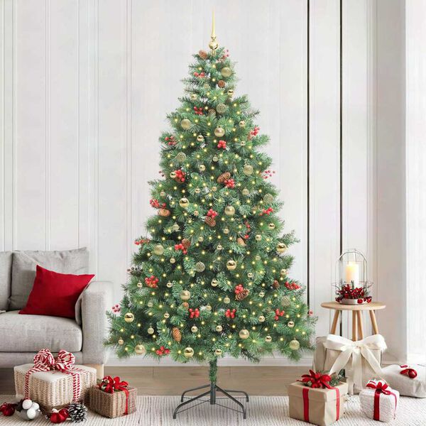 vidaXL K&uuml;nstlicher Weihnachtsbaum Gr&uuml;n 240 cm PVC und Metall