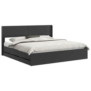 vidaXL Bettgestell mit Stauraum und Kopfteil Schwarz 200 x 200 cm