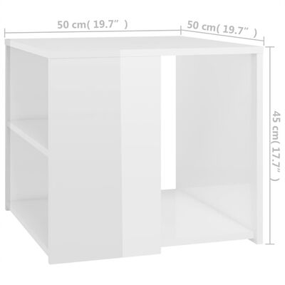 vidaXL Beistelltisch Hochglanz-Weiß 50x50x45 cm Holzwerkstoff