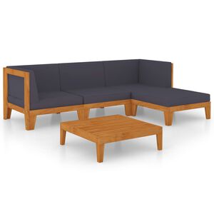 vidaXL 5-tlg. Garten-Lounge-Set mit Kissen Akazie Massivholz