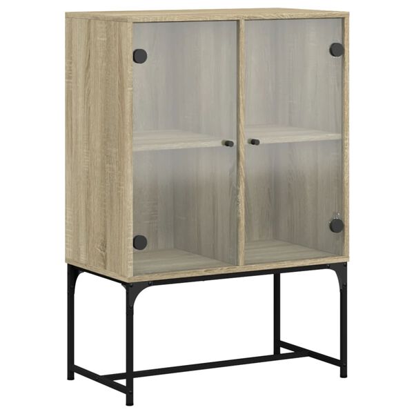 vidaXL Beistellschrank mit Glast&uuml;ren Sonoma-Eiche 69x37x100 cm