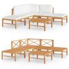 vidaXL 6-tlg. Garten-Lounge-Set mit Creme Kissen Massivholz Teak