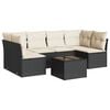 vidaXL 7-tlg. Garten-Sofagarnitur mit Kissen Schwarz Poly Rattan