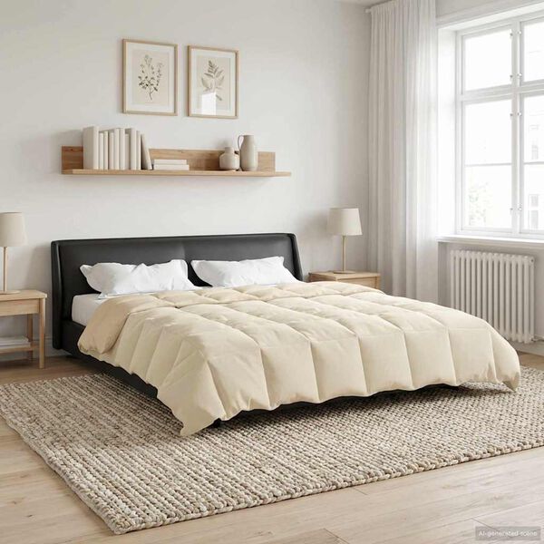 vidaXL Sommerdecke Gepolstert Creme 240 x 260 cm Mikrofaser