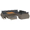 vidaXL Garten-Sofa-Set mit Kissen mit Speicher 13 pcs Grau