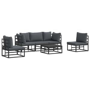 vidaXL Gartensofa-set mit Kissen 6 pcs Schwarz Aluminium