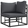 vidaXL Garten-Sofa-Set mit Kissen 5 pcs Schwarz Aluminium