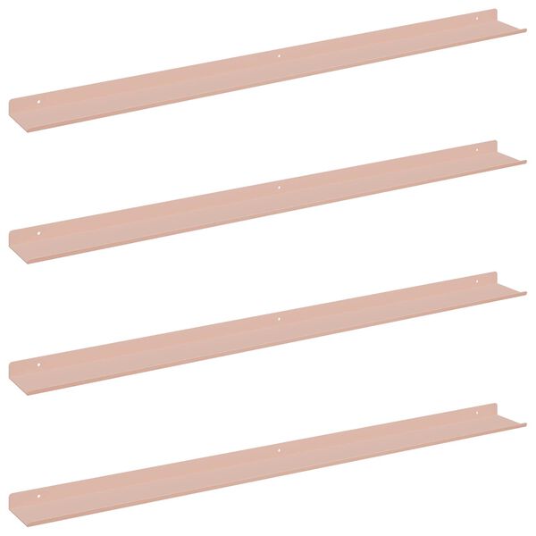 vidaXL Schwebendes Regal 4 pcs Rosa 100 x 9 x 2,5 cm Stahl