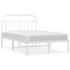 vidaXL Bettgestell mit Kopfteil Metall Wei&szlig; 135x190 cm