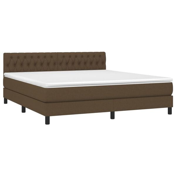 vidaXL Boxspringbett mit Matratze & LED Dunkelbraun 180x200 cm Stoff