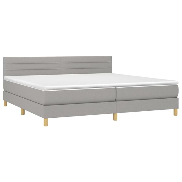vidaXL Boxspringbett mit Matratze & LED Hellgrau 200x200 cm Stoff