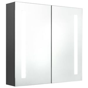 vidaXL LED-Spiegelschrank f&uuml;rs Bad Grau 62x14x60 cm