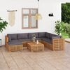 vidaXL 8-tlg. Garten-Lounge-Set mit Dunkelgrauen Kissen Teakholz