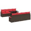 vidaXL Gartensofa-set mit Speicher 9 pcs Braun und Rot Poly-Rattan