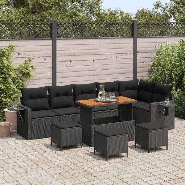 vidaXL Gartensofa-set 10 pcs Schwarz Poly-Rattan