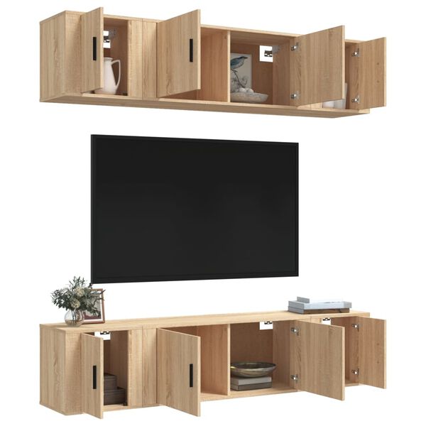 vidaXL 6-tlg. TV-Schrank-Set Sonoma-Eiche Holzwerkstoff