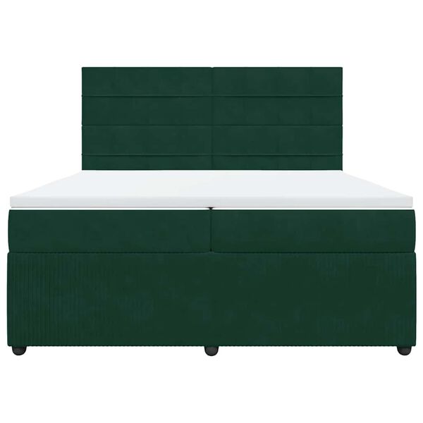 vidaXL Boxspringbett mit Matratze Dunkelgr&uuml;n 200x200 cm Samt