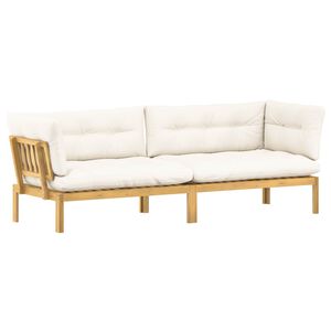 vidaXL Garten Pallet Sofa Einheiten 2 St&uuml;ck Hellbraun und Cremewei&szlig;