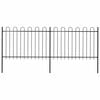 vidaXL Gartenzaun mit Rundbogen Stahl 337 x 120 cm Schwarz