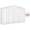 vidaXL Gabionen mit Hochbogen 20Stk. 200x50x120/140cm Verzinktes Eisen