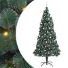 vidaXL K&uuml;nstlicher vorbeleuchteter Weihnachtsbaum mit Kugelset Gr&uuml;n