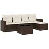 vidaXL 6-tlg. Garten-Sofagarnitur mit Kissen Braun Poly Rattan
