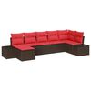 vidaXL Gartensofa-set mit Kissen 7 pcs Braun Poly-Rattan