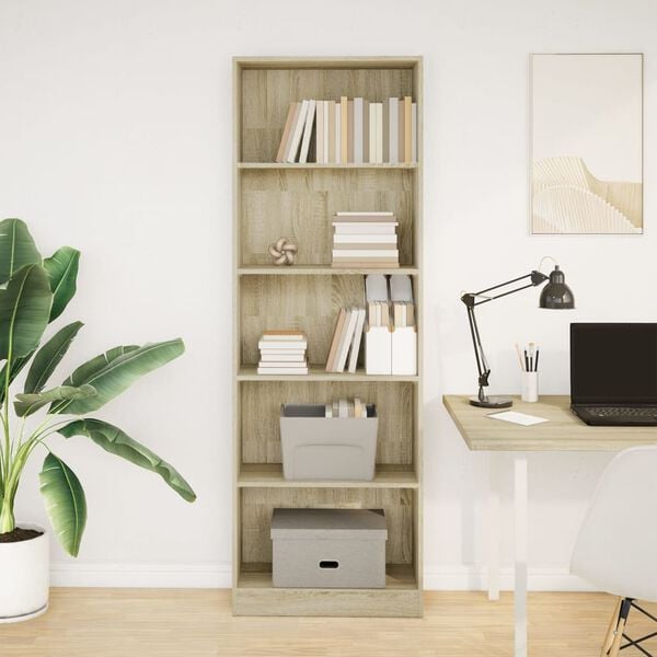 vidaXL B&uuml;cherregal Sonoma-Eiche 60x24x176 cm Holzwerkstoff