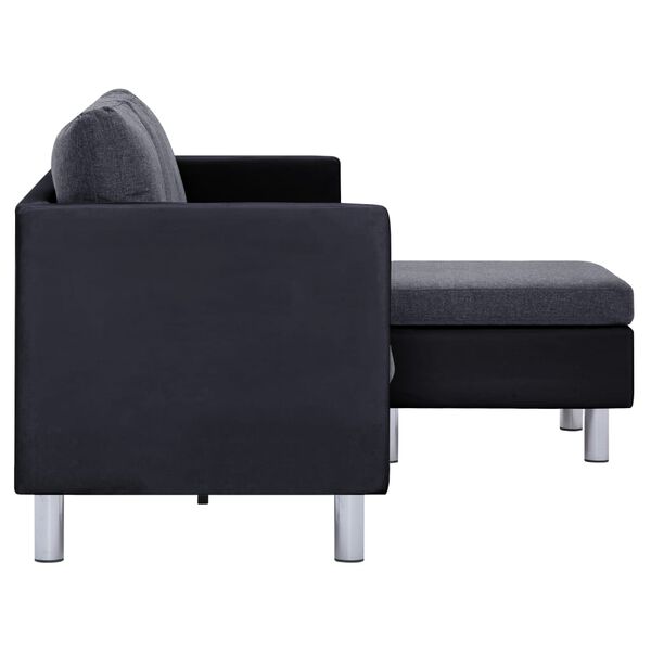vidaXL 3-Sitzer-Sofa mit Kissen Schwarz Kunstleder