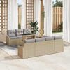 vidaXL Garten-Sofa-Set mit Kissen mit Speicher 8 pcs Beige Poly-Rattan