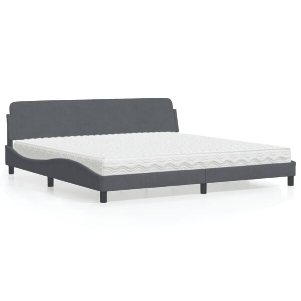 vidaXL Bett mit Matratze "Dover" Dunkelgrau 200x200 cm Samt