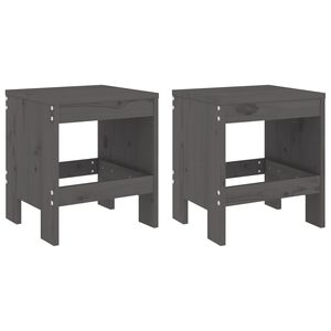 vidaXL Gartenhocker 2 Stk. Grau 40x36x45 cm Massivholz Kiefer