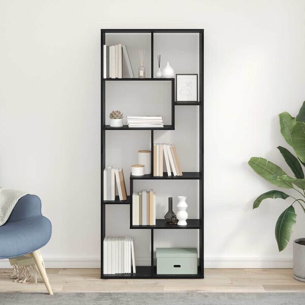 vidaXL B&uuml;cherregal Schwarz Eichen-Optik 67 x 25 x 162 cm Holzwerkstoff