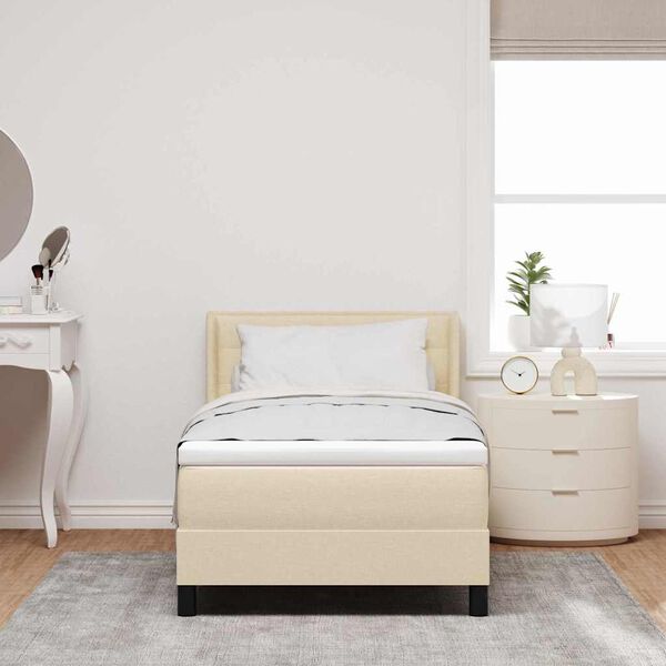 vidaXL Boxspringbett mit Matratze Creme 200 x 80 cm Polyester