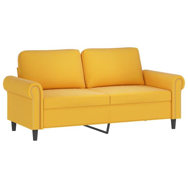 vidaXL 2-Sitzer-Sofa mit Kissen Hellgelb 140 cm Samt