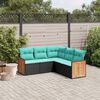 vidaXL 5-teiliges Gartensofa-Set mit Kissen, schwarzes Polyrattan