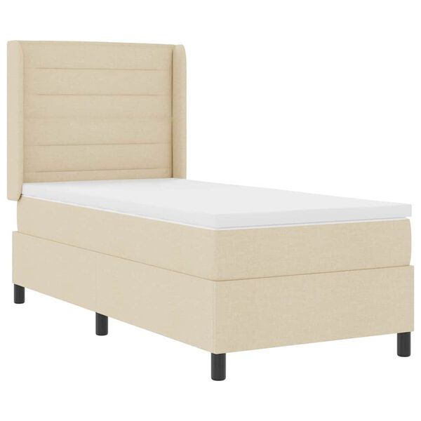 vidaXL Boxspringbett mit Matratze Creme 200 x 100 cm Stoff