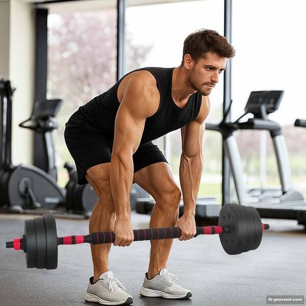 vidaXL 4-in-1 Hantelset 30kg Schwarz und Rot Zement und Eisensand