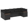 vidaXL 7-tlg. Garten-Sofagarnitur mit Kissen Schwarz Poly Rattan